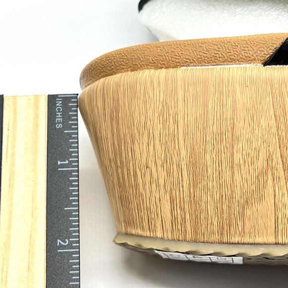 Skechers‎ Womens Size 7.5 Black Vegan Leather Platform Sandals Shoes - Picture 13 of 14